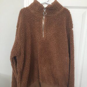 teddy bear half- zip sweatshirt